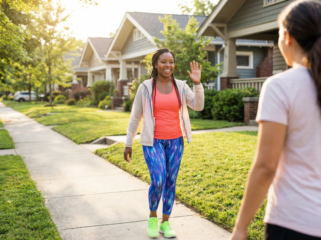 Woman walking outside