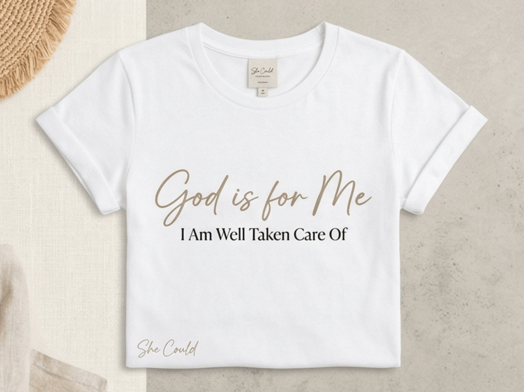 The Peace Tee: God Is For Me. I Am Well Taken Care Of