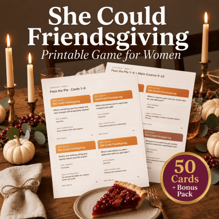 She Could Friendsgiving Printable Game for Women, Friendsgiving Conversation Cards, Thanksgiving Party Game, Instant Download